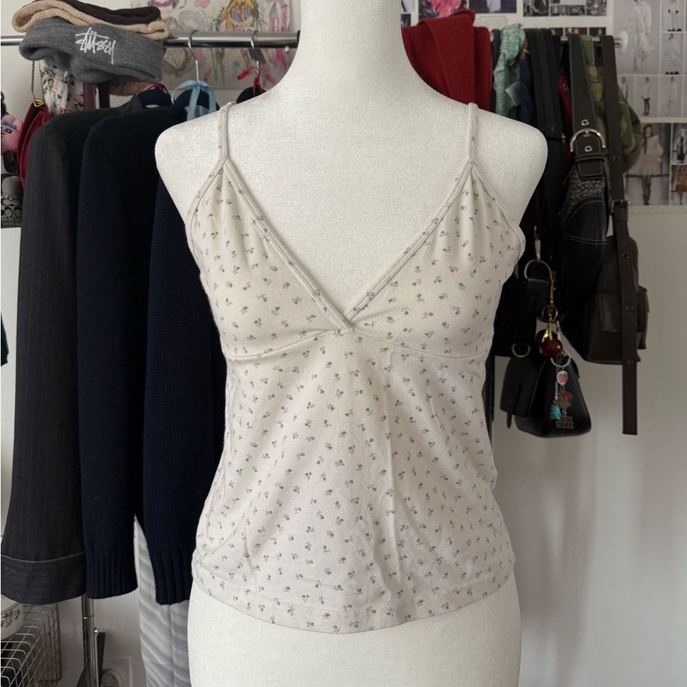 Brandy Melville Cream Floral Camisole